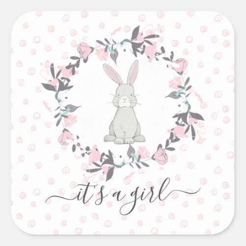 Sweet Little Bunny It a Girl Favor Sticker