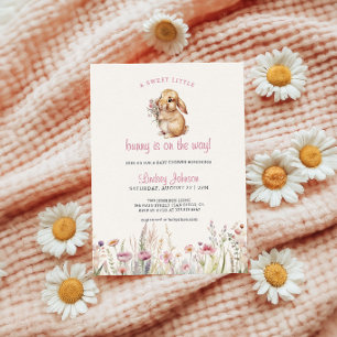 Sweet Little Bunny On The Way Baby Shower Invitation