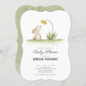 Sweet little bunny rabbit baby shower invitation (Front/Back)
