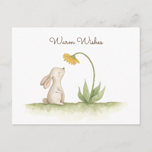 Sweet little bunny rabbit watercolour wishes postcard