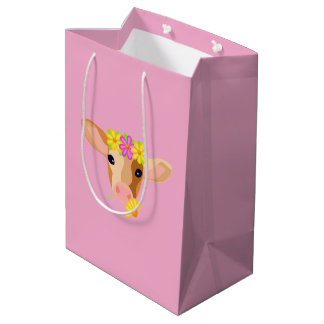 Sweet Little Calf on Pink Background Gift Bag