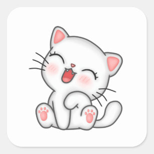 Sweet Little Cat Kitten Square Sticker