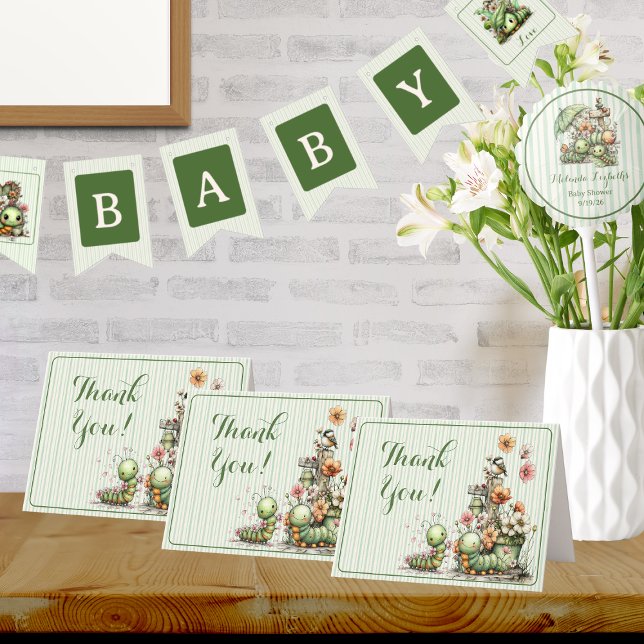 Sweet Little Caterpillar Baby Shower  Thank You Card (Creator Uploaded)