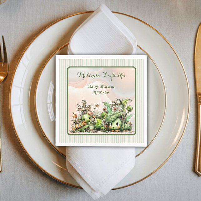 Sweet Little Caterpillar Garden Baby Shower Party Napkins (Creator Uploaded)