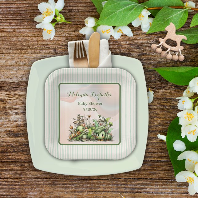 Sweet Little Caterpillar Garden Baby Shower Party Paper Plates (Creator Uploaded)