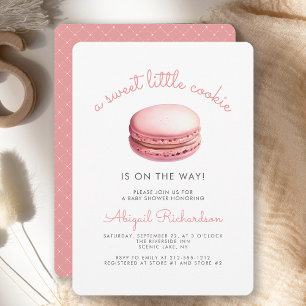 Sweet Little Cookie Macaron Pink Girl Baby Shower Invitation
