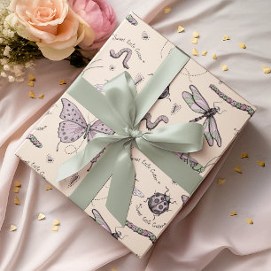 Sweet Little Critter Delicate Blush Pink & Cream Wrapping Paper