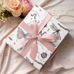Sweet Little Critter Delicate Blush Pink & White Wrapping Paper