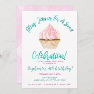 Sweet Little Cupcake Birthday Invitation