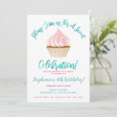 Sweet Little Cupcake Birthday Invitation (Standing Front)
