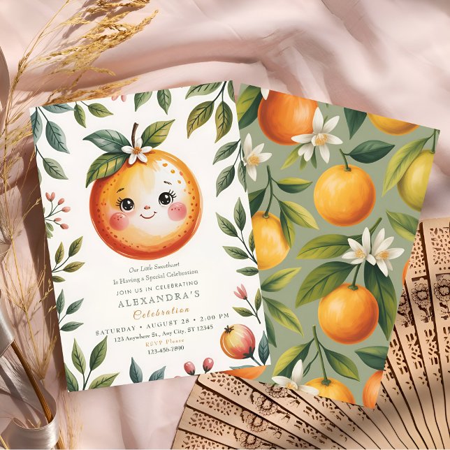 Sweet Little Cutie Orange Party Invitation (Creator Uploaded)