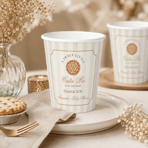 Sweet Little Cutie Pie Neutral Fall Baby Shower Paper Cups