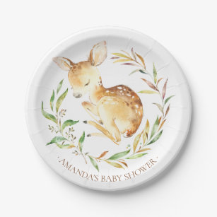 Girl Woodland Baby Shower Plates Zazzle