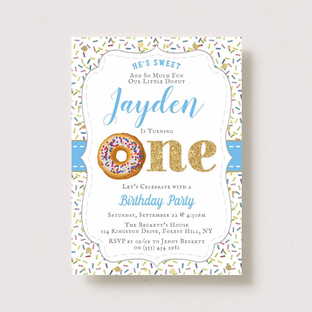 Sweet Little Donut Boys 1st Birthday Invitations (Creator Uploaded)