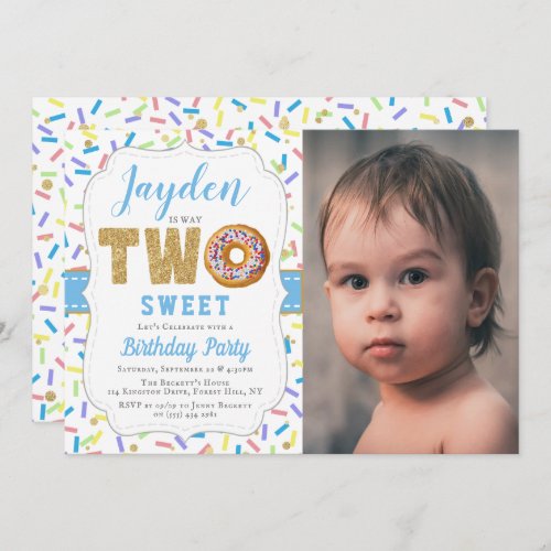 Sweet Little Donut Boys 2nd Birthday Invitations