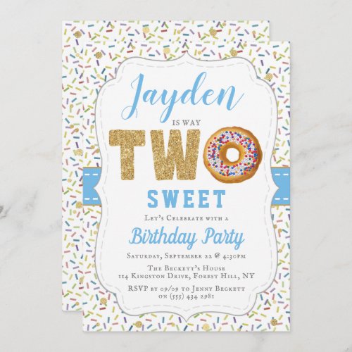Sweet Little Donut Boys 2nd Birthday Invitations