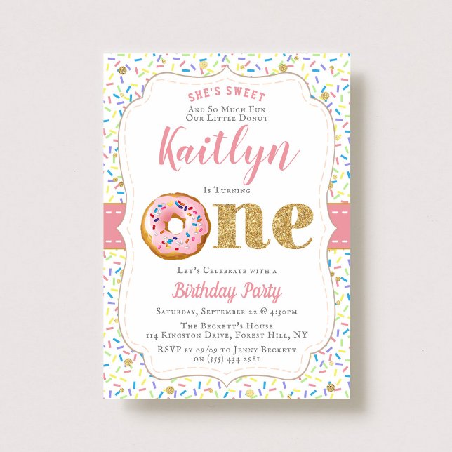 Sweet Little Donut Girls 1st Birthday Invitations (Creator Uploaded)