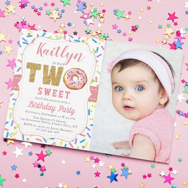 Sweet Little Donut Girls 2nd Birthday Invitations (Creator Uploaded)