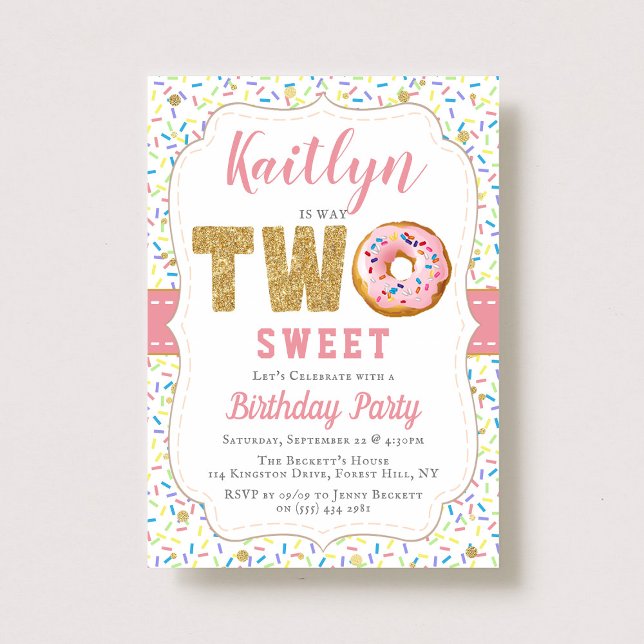 Sweet Little Donut Girls 2nd Birthday Invitations (Creator Uploaded)