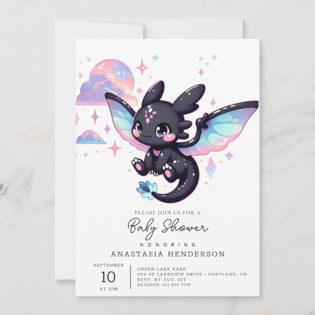 Sweet Little Dragon Baby Shower Invitation (Front)