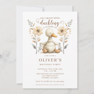 Sweet Little Duckling 1st Birthday Invitation