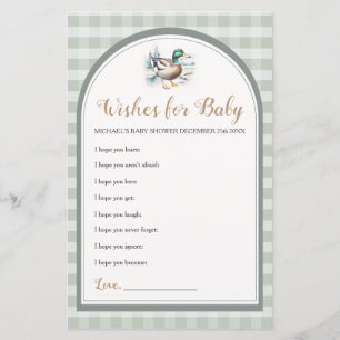Sweet Little Duckling Baby Shower Wishes for Baby