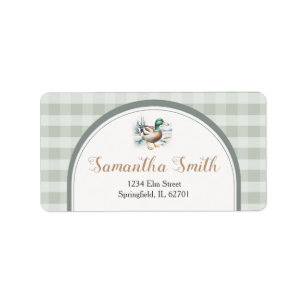Sweet Little Duckling Gingham Baby Shower Address Label