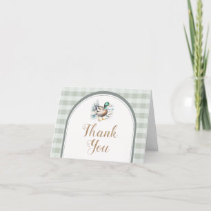 Sweet Little Duckling Gingham Baby Shower Folded Letterpress Thank You Card