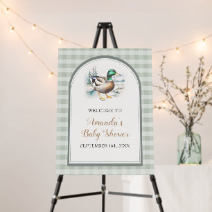 Sweet Little Duckling Gingham Baby Shower Welcome Foam Board
