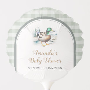 Sweet Little Duckling Mallard Gingham Baby Shower Balloon