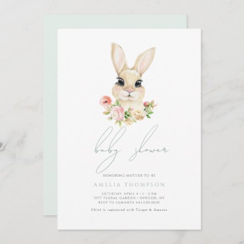 Sweet Little Easter Bunny Baby Boy Shower  Invitation