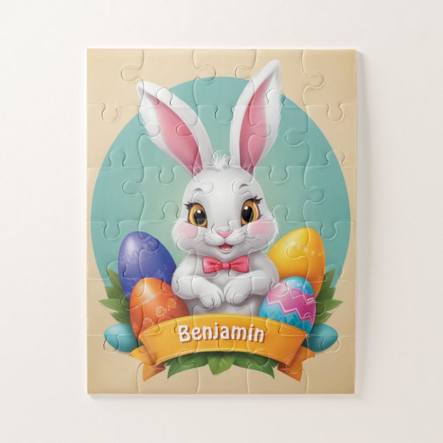 Sweet Little Easter Rabbit Personalized Kids Jigsaw Puzzle (Vertical)