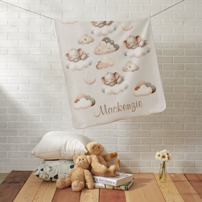 Sweet Little Elephant Gender Neutral Elegant Baby Blanket (In Situ)