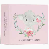 Sweet Little Elephant Girls Baby Photo Album 3 Ring Binder