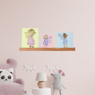 Sweet Little Fairy Girls Watercolor Trio Picture Ledge