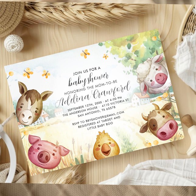 Sweet Little Farm Baby Shower Invitation (Creator Uploaded)