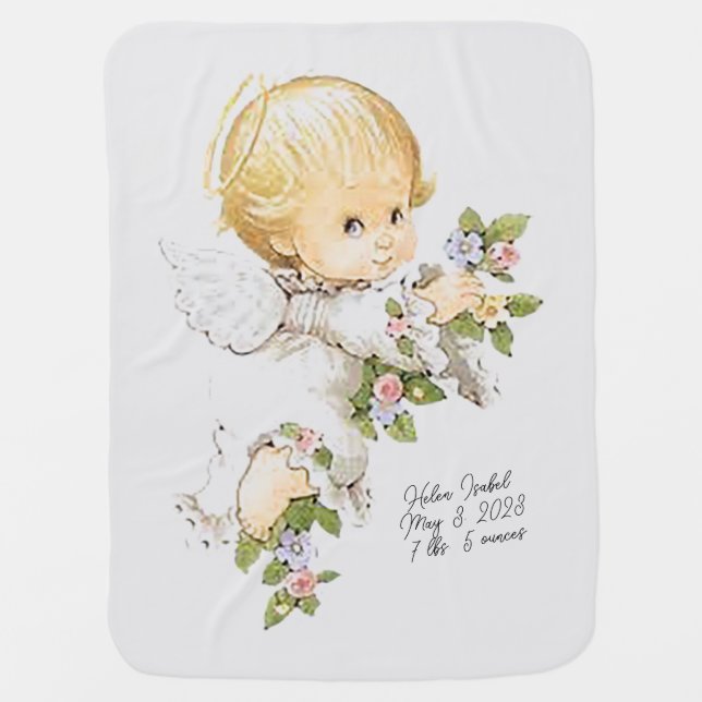 Sweet Little Flower Angel Baby Blanket (Front)