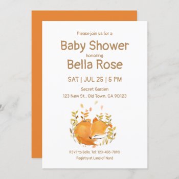 Sweet Little Fox Cub Baby Shower Invitations by FancyMeWedding at Zazzle
