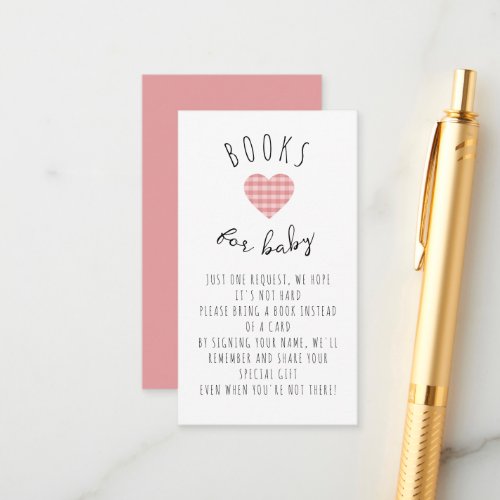 Sweet Little Gingham Heart Girls Books For Baby Enclosure Card