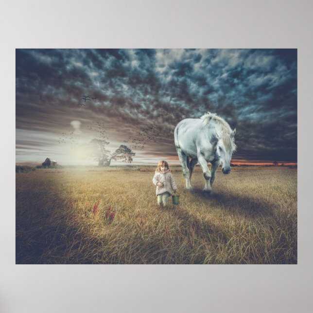 Sweet little girl and her horse "Best friends" Poster (Front)