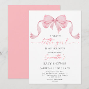 Sweet Little Girl Coquette Bow Border Baby Shower Invitation