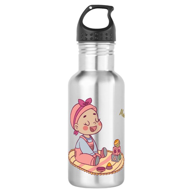 Sweet little girl Happy Birthday Stainless Steel Water Bottle (Front)