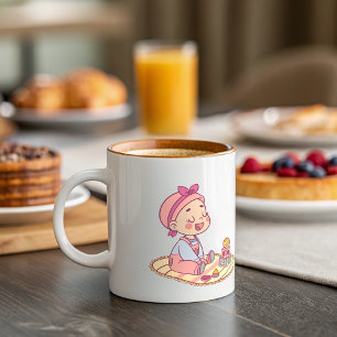 Sweet little girl Happy New Year Two-Tone Coffee Mug