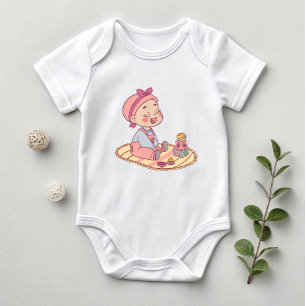 Sweet little girl Illustration Baby Bodysuit