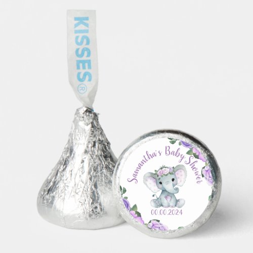 Sweet Little Girl on her way Elephant Purple Label Hersheys Kisses