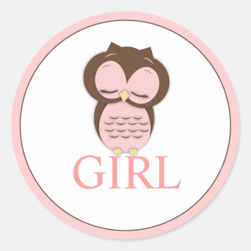 Sweet Little Girl Owl Gender Reveal Team GIRL Classic Round Sticker