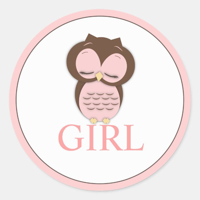 Sweet Little Girl Owl Gender Reveal Team GIRL Stickers