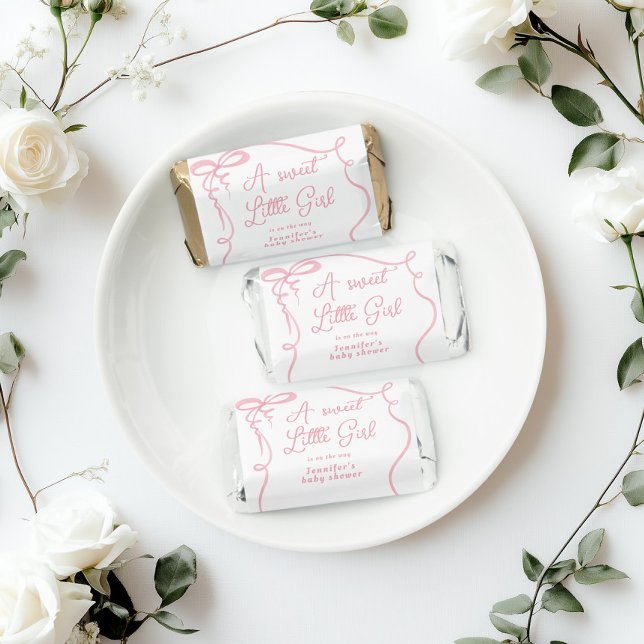 Sweet little girl pink bow whimsical frame shower hershey's miniatures (Creator Uploaded)