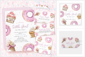 Sweet Little Girl Pink Cupcake & Donut Baby Shower