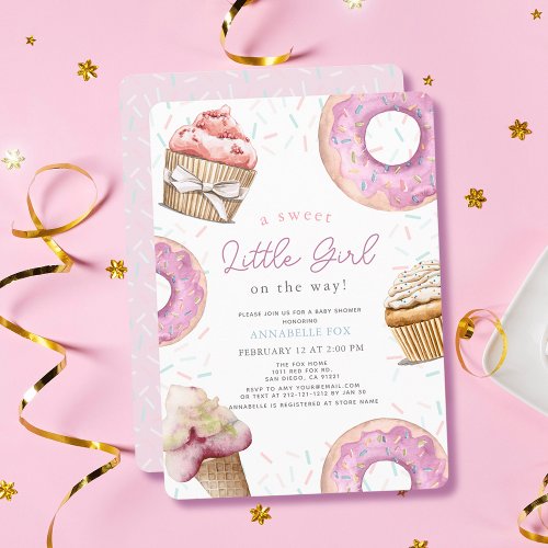 Sweet Little Girl Pink Cupcake & Donut Baby Shower